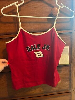 Red Women's Tank Top with White Trim